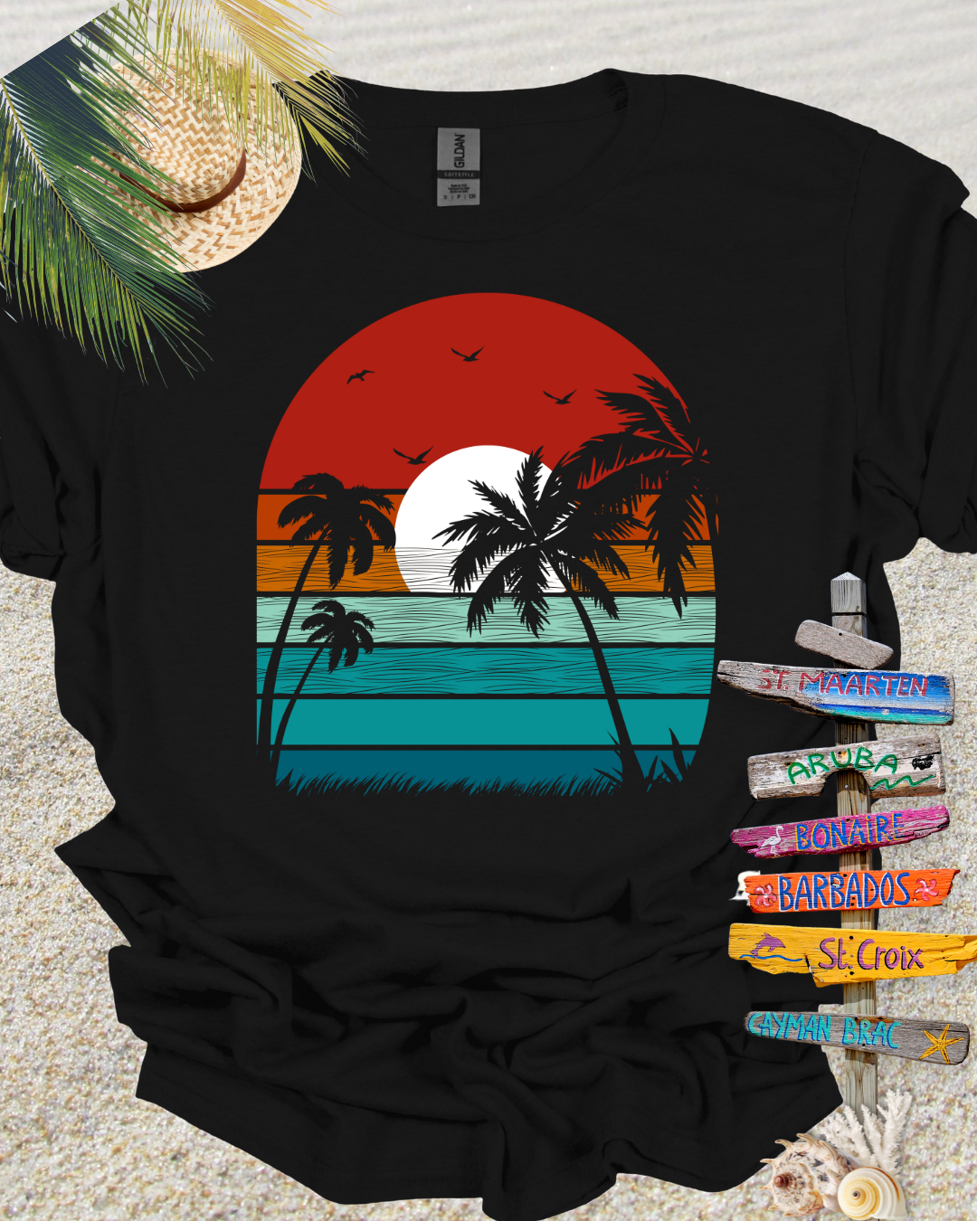 Beach Sunset Retro Tshirt