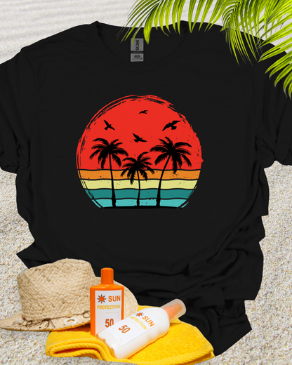 Beach Palm Tree Vintage Sunset