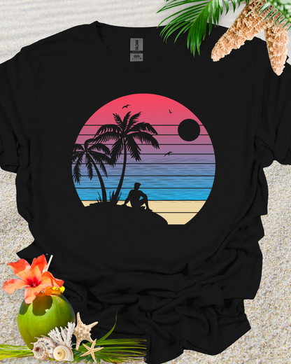 Beach Retro Sunset Palm Trees