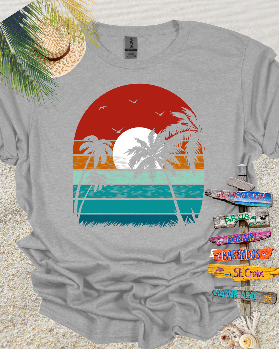 Beach Sunset Retro Tshirt