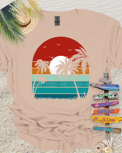 Beach Sunset Retro Tshirt