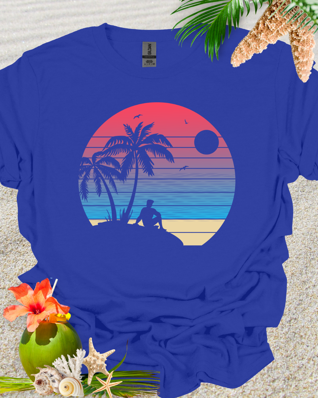 Beach Retro Sunset Palm Trees