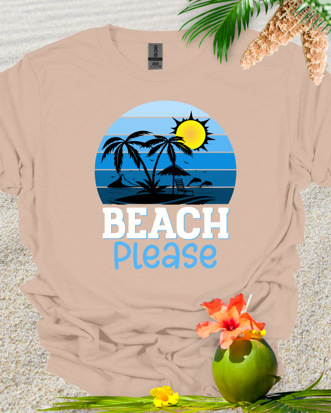 Beach Please Retro Tshirt