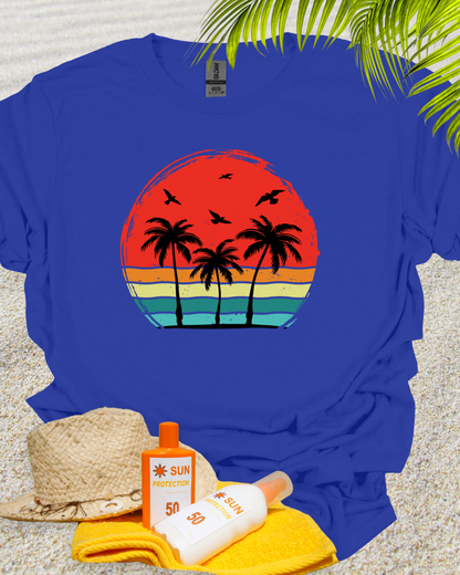 Beach Palm Tree Vintage Sunset