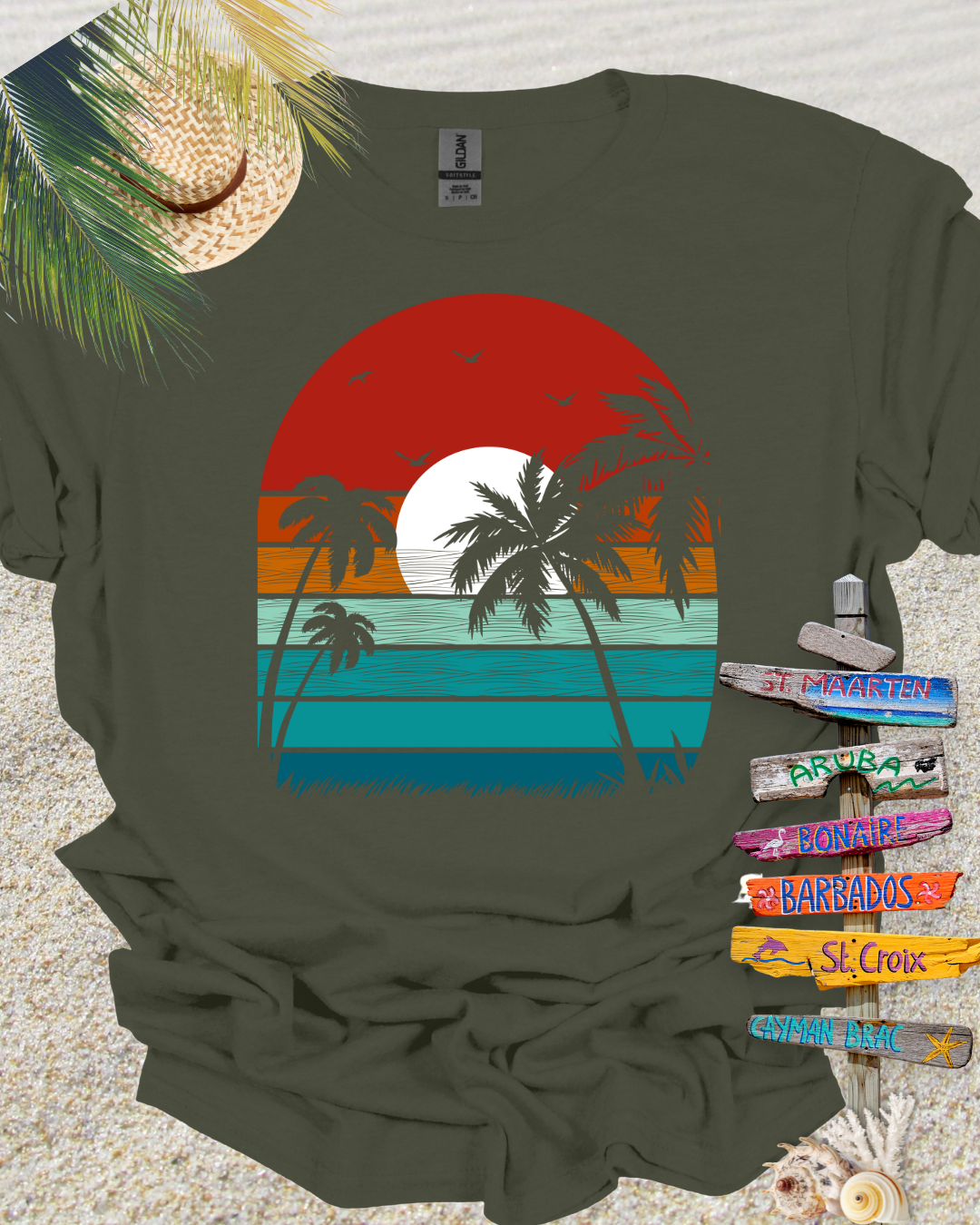 Beach Sunset Retro Tshirt