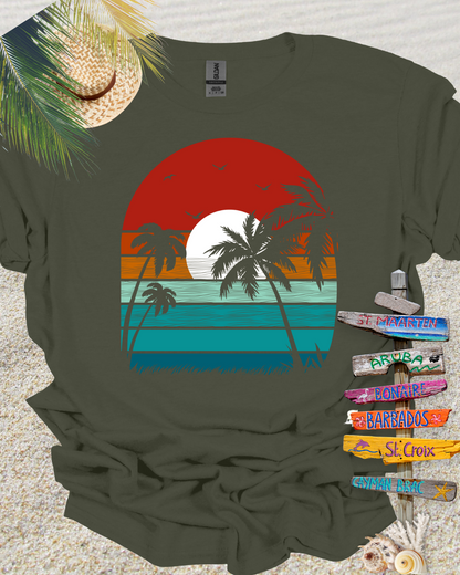 Beach Sunset Retro Tshirt