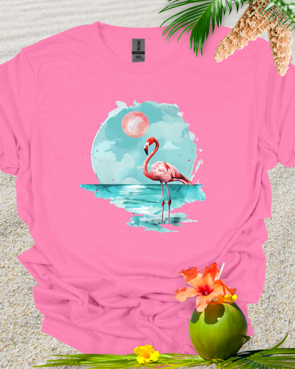 Flamingo Sunset On Serene Beach