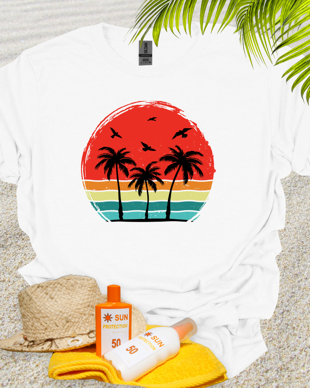 Beach Palm Tree Vintage Sunset